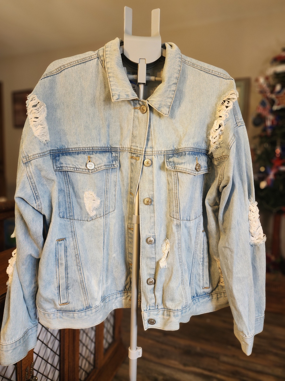Light Wash Distressed Denim Jacket for Women Forever 21